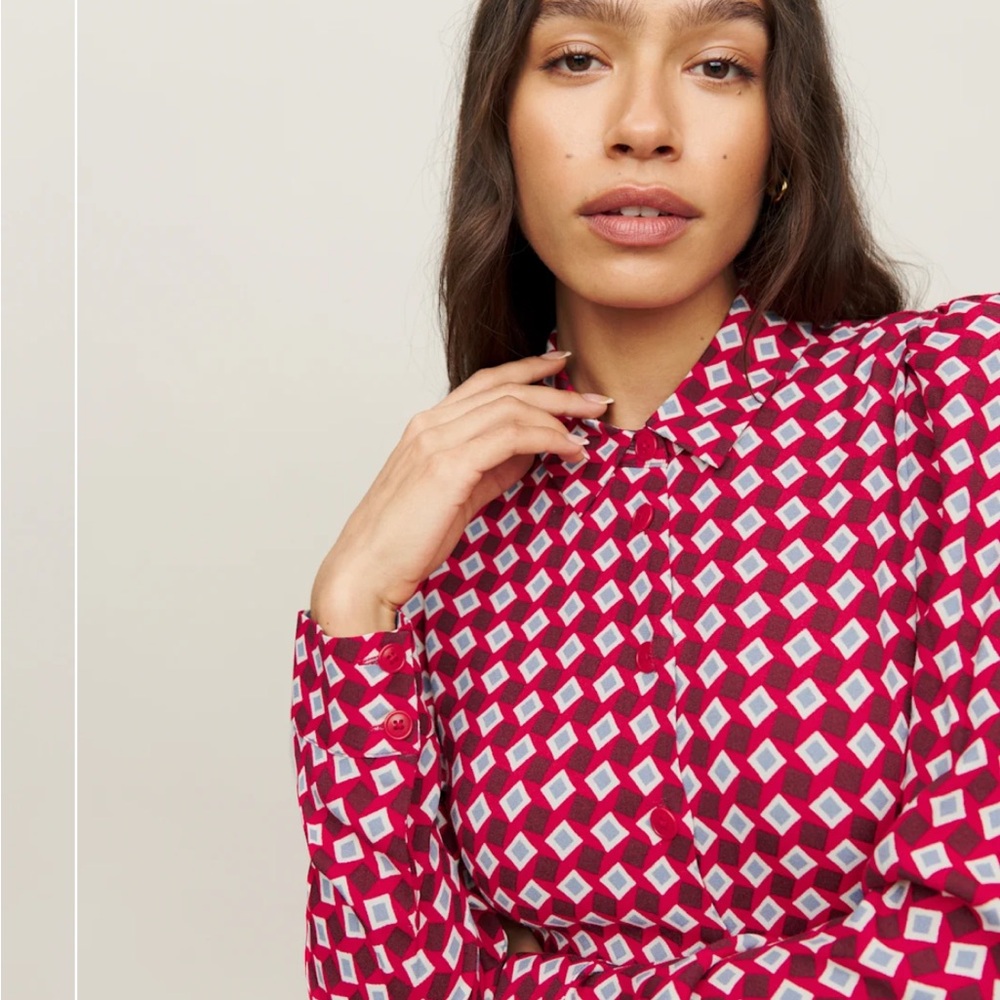 Reformation Geometric Button Up Dress - Picture 3 of 7